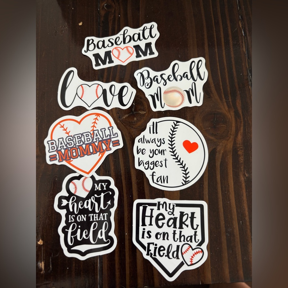 Baseball Mom Sticker Set - Black, White, Red